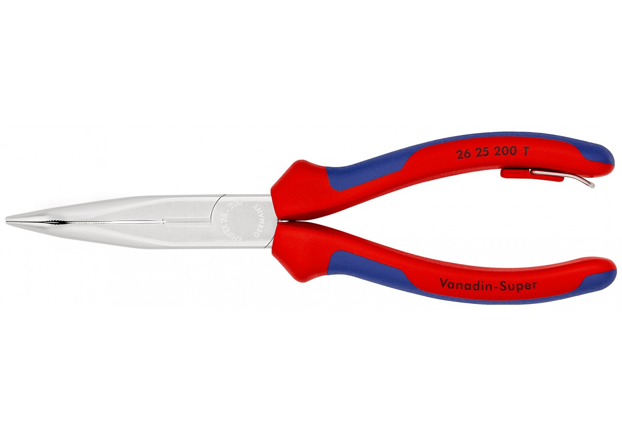 Pince à becs demi-ronds 200mm coudés 40° avec tranchant - Bi-matière - Antichute - Knipex - 2625200T