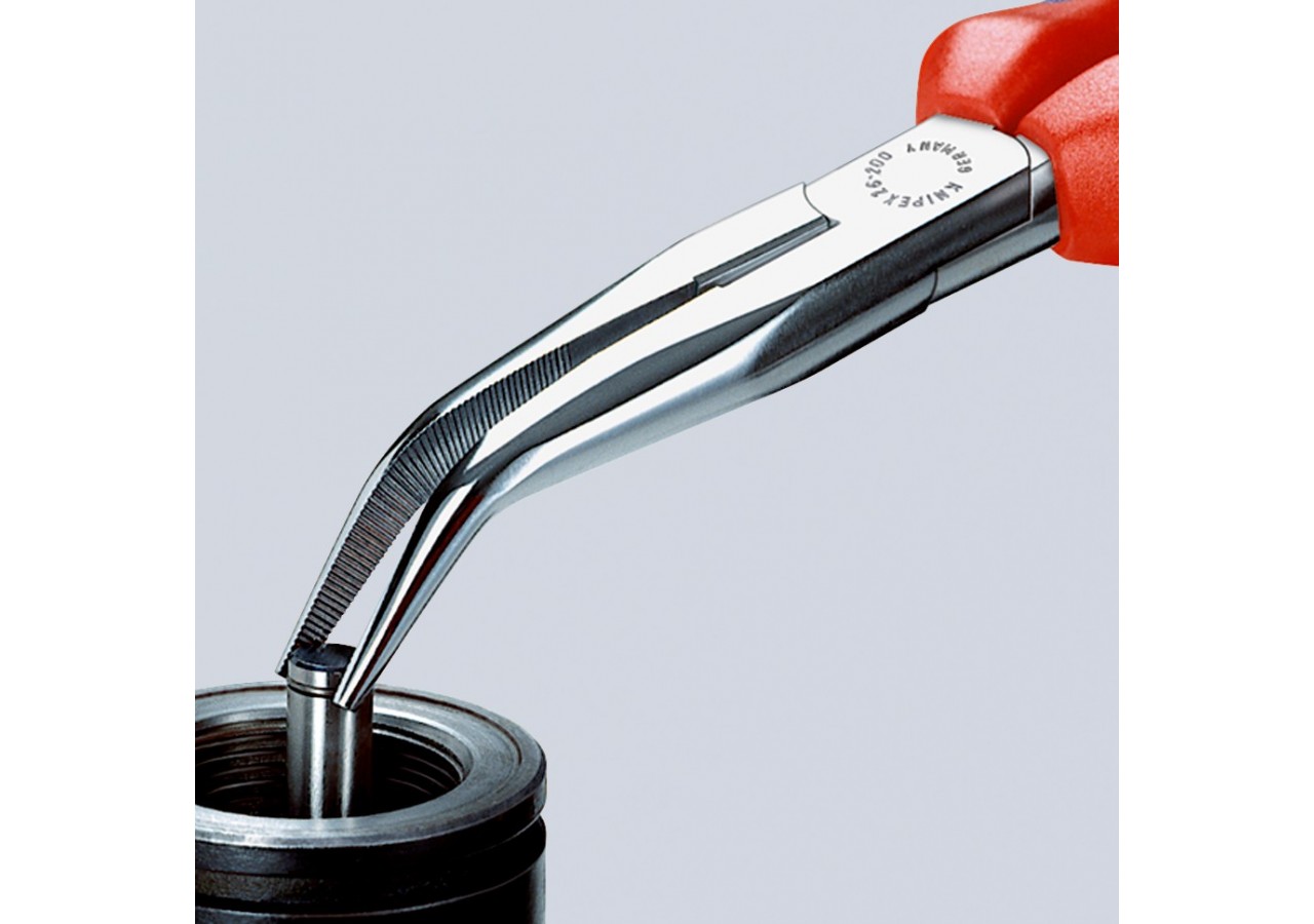 Pince à becs demi-ronds 200mm coudés 40° avec tranchant - Bi-matière - Antichute - Knipex - 2625200T