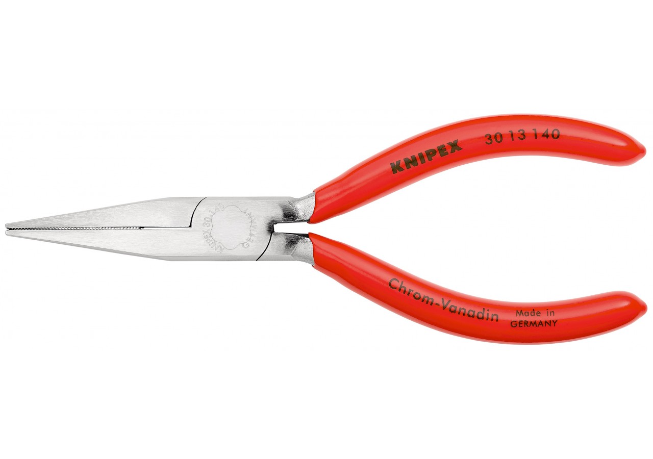 Pince à becs longs avec becs plats 140mm - Gainage PVC - Chromée - Très robuste - Knipex - 3013140