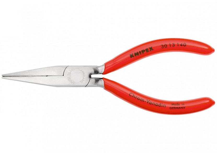 Pince à becs longs avec becs plats 140mm - Gainage PVC - Chromée - Très robuste - Knipex - 3013140