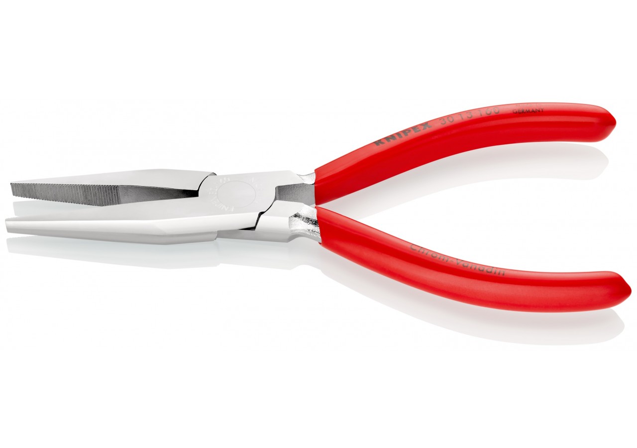 Pince à becs longs avec becs plats 160mm - Gainage PVC - Chromée - Très robuste - Knipex - 3013160