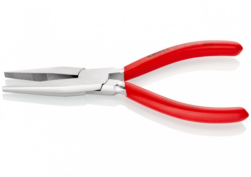 Pince à becs longs avec becs plats 160mm - Gainage PVC - Chromée - Très robuste - Knipex - 3013160