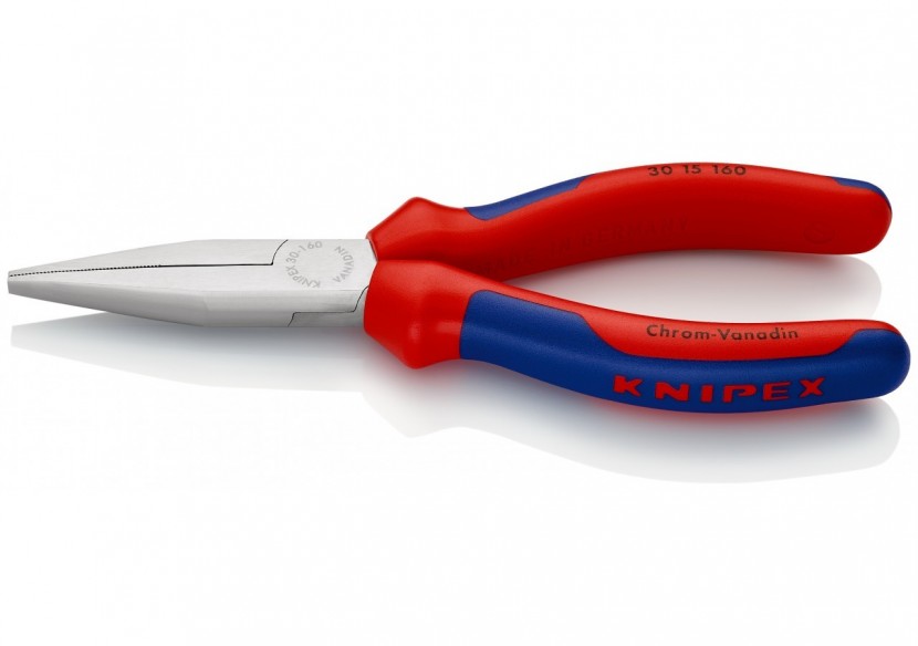 Pince à becs longs avec becs plats 160mm - Bi-matière - Chromée - Très robuste - Knipex - 3015160