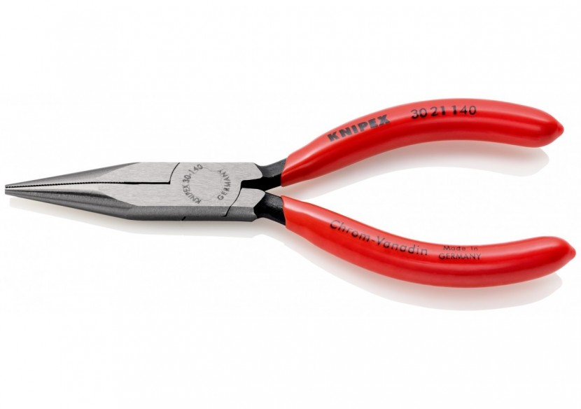 Pince à becs longs avec becs demi-ronds 140mm - Gainage PVC - Tête polie - Knipex - 3021140