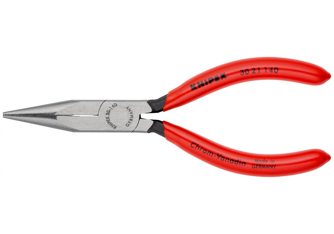 Pince à becs longs avec becs demi-ronds 140mm - Gainage PVC - Tête polie - Knipex - 3021140