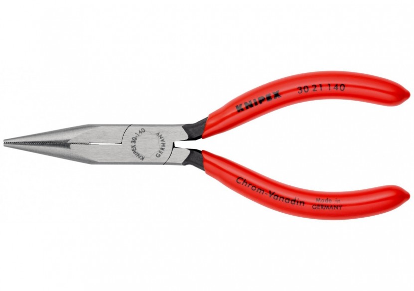 Pince à becs longs avec becs demi-ronds 140mm - Gainage PVC - Tête polie - Knipex - 3021140