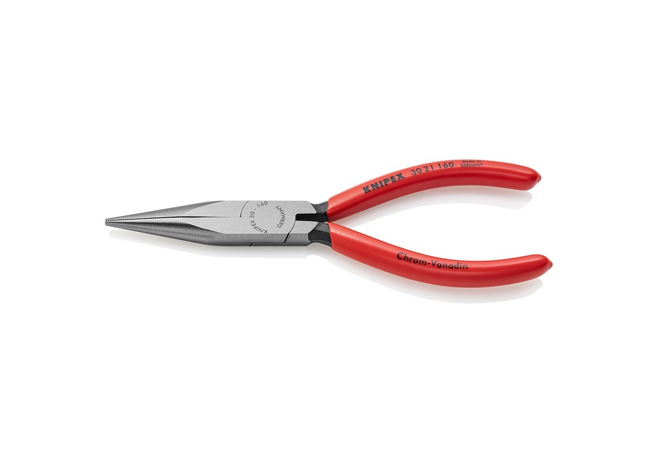 Pince à becs longs avec becs demi-ronds 160mm - Gainage PVC - Tête polie - Knipex - 3021160