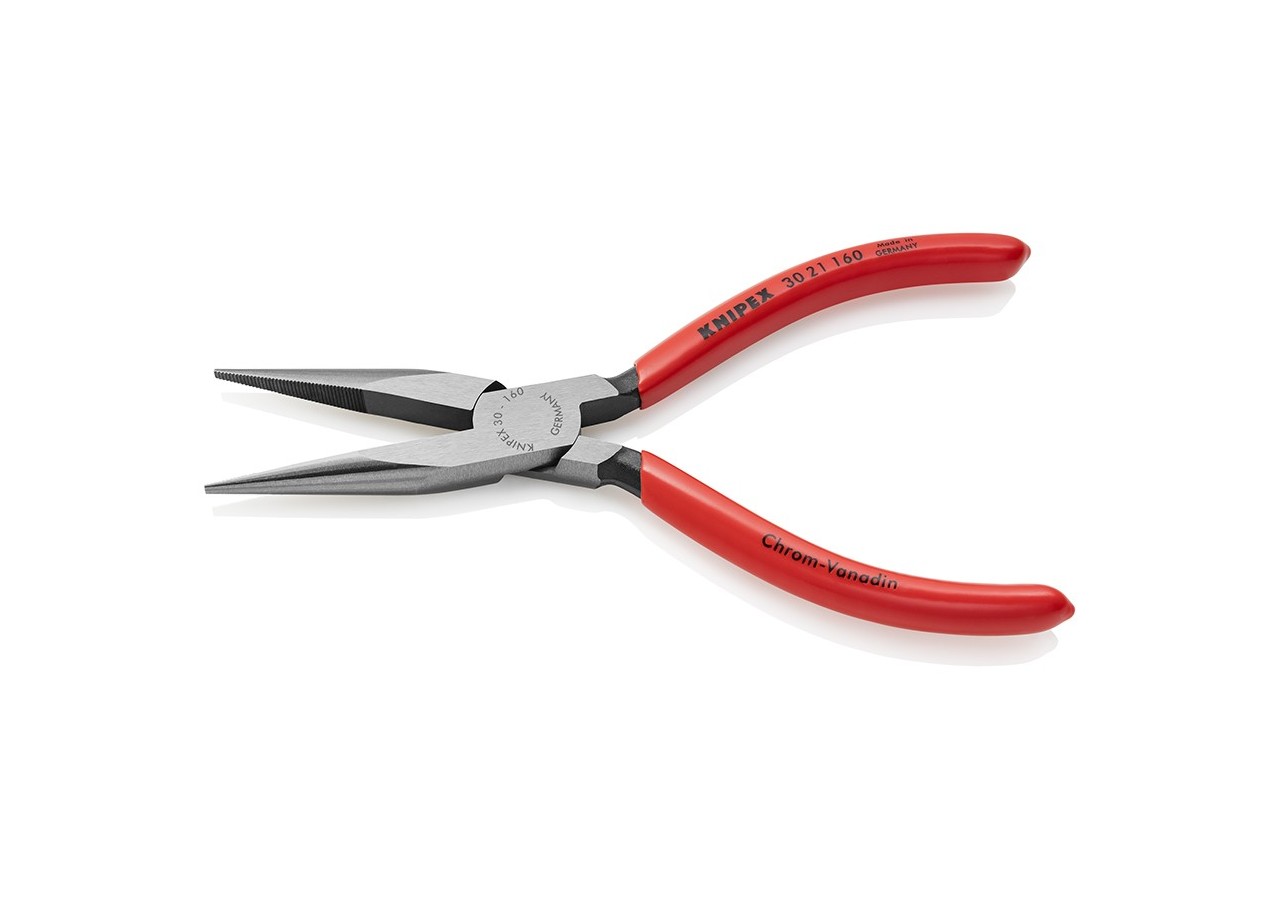 Pince à becs longs avec becs demi-ronds 160mm - Gainage PVC - Tête polie - Knipex - 3021160