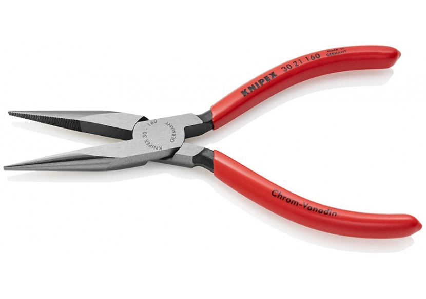 Pince à becs longs avec becs demi-ronds 160mm - Gainage PVC - Tête polie - Knipex - 3021160