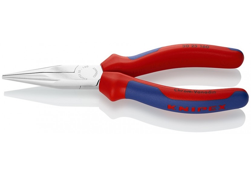 Pince à becs longs avec becs demi-ronds 160mm - Gainage bi-matière - Chromée - Knipex - 3025160