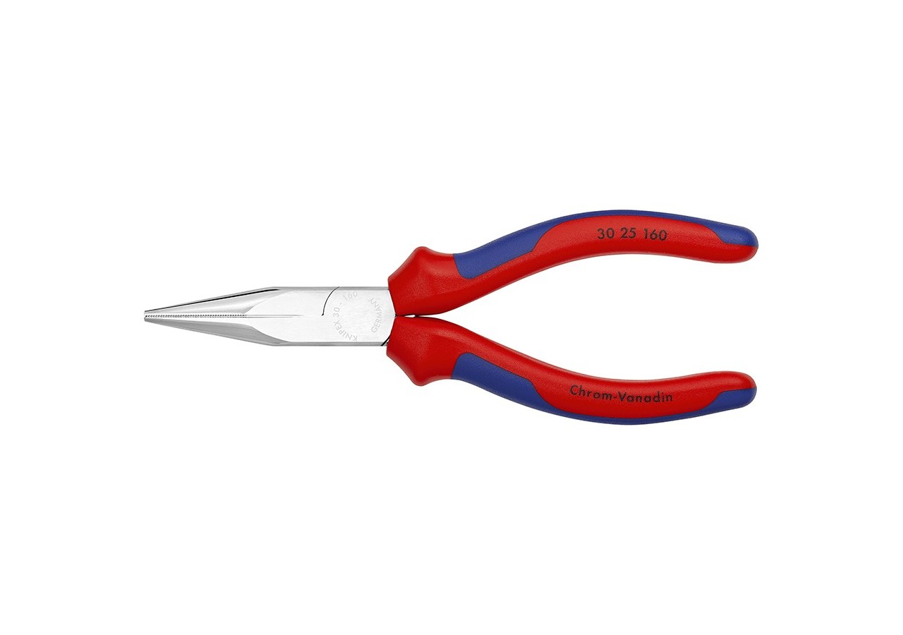 Pince à becs longs avec becs demi-ronds 160mm - Gainage bi-matière - Chromée - Knipex - 3025160