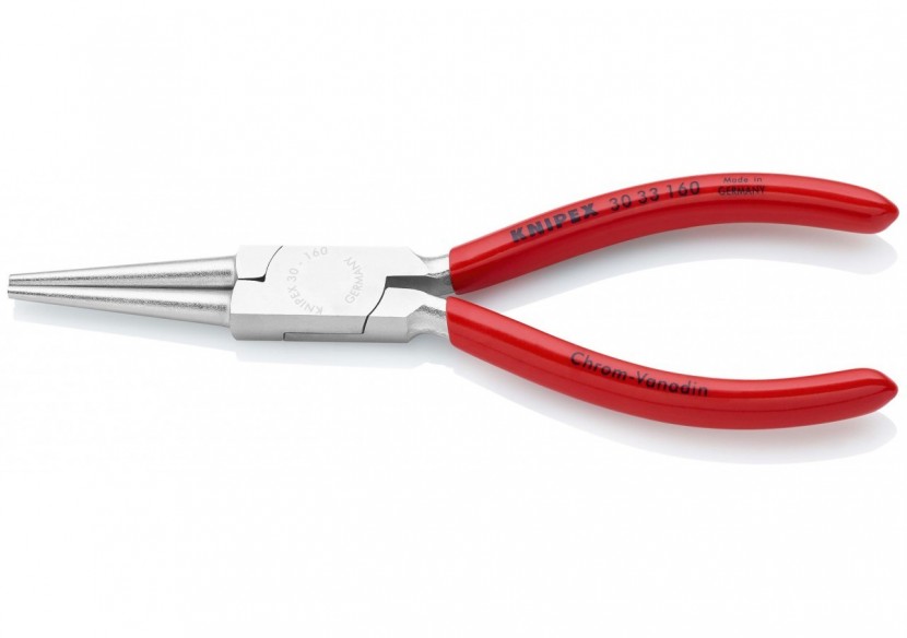 Pince à becs longs ronds 160mm - Gainage PVC - Chromée - Knipex - 3033160