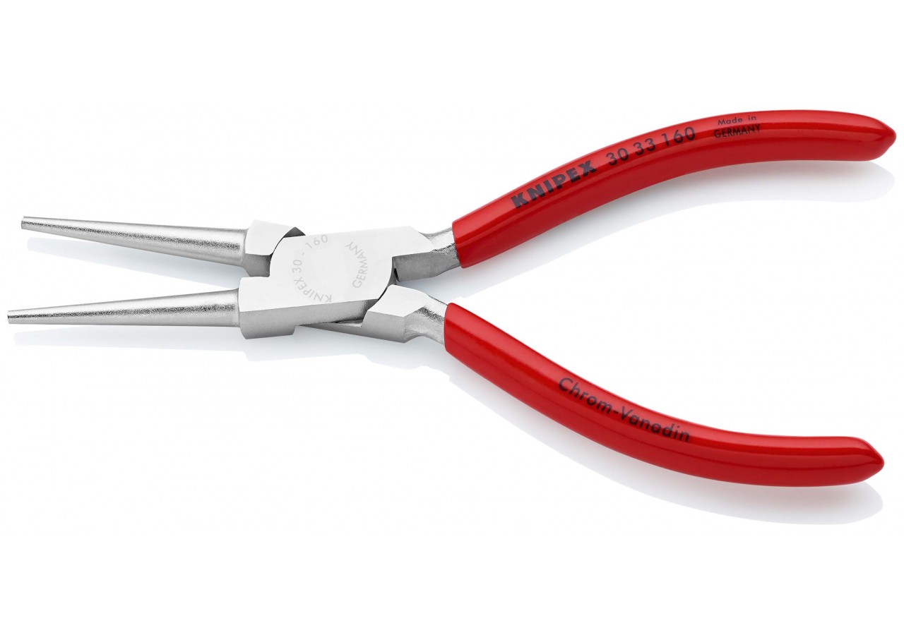 Pince à becs longs ronds 160mm - Gainage PVC - Chromée - Knipex - 3033160