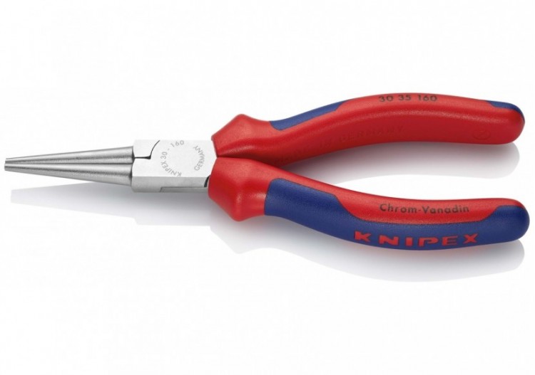Pince à becs longs ronds 160mm - Gainage bi-matière - Chromée - Knipex - 3035160
