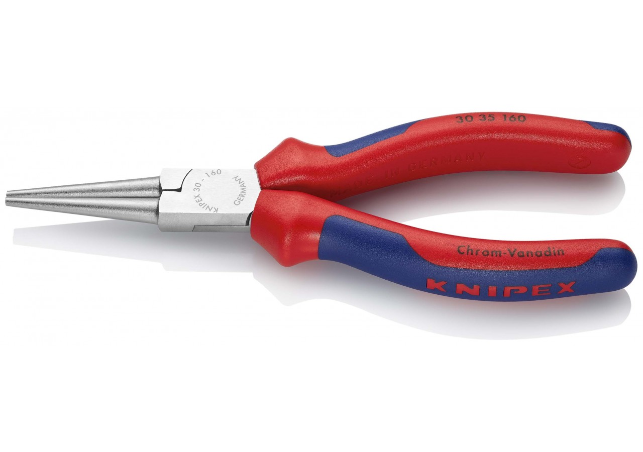 Pince à becs longs ronds 160mm - Gainage bi-matière - Chromée - Knipex - 3035160