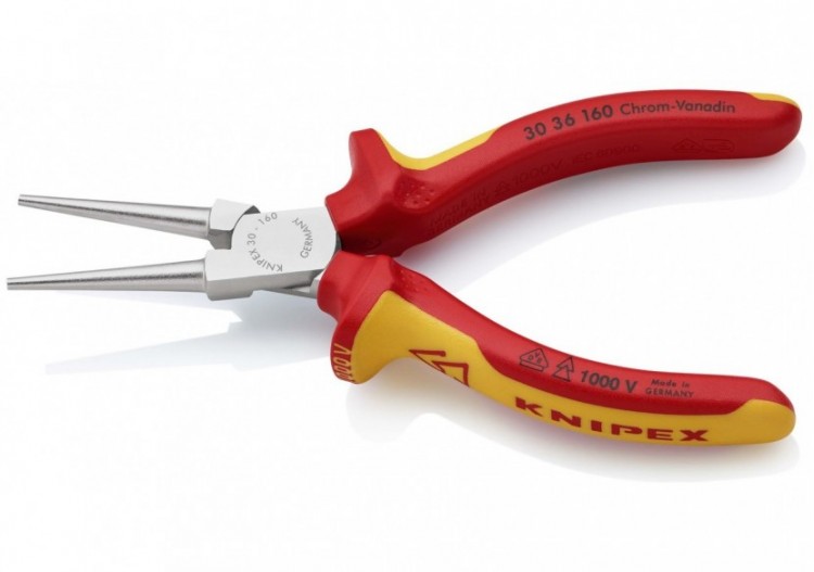 Pince à becs longs ronds 160mm - Gainage bi-matière - Chromée - isolée 1000V - Knipex - 3036160 2