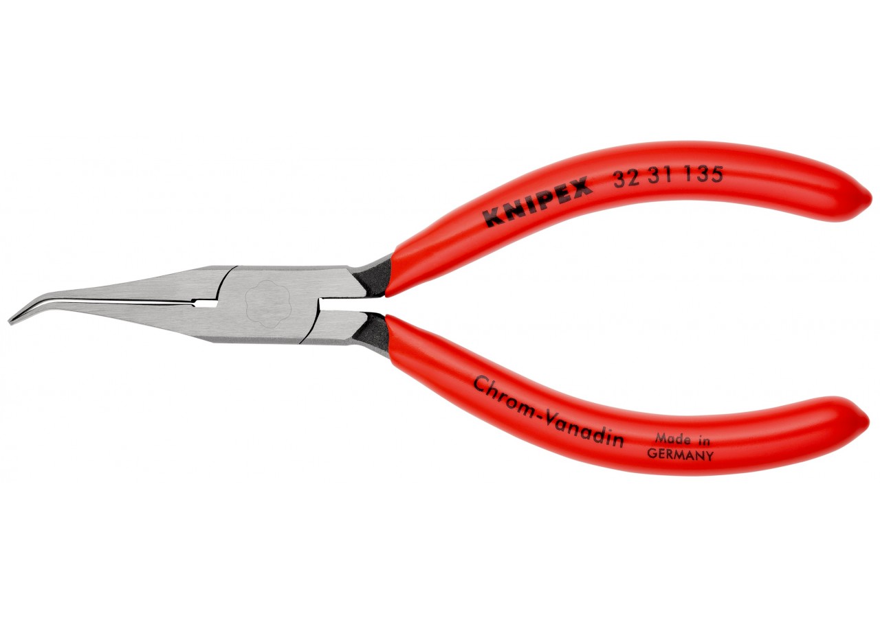 Pince de préhension ou d'ajustage - Becs plats coudés 40° - 135mm - Gainage PVC - Knipex - 3231135