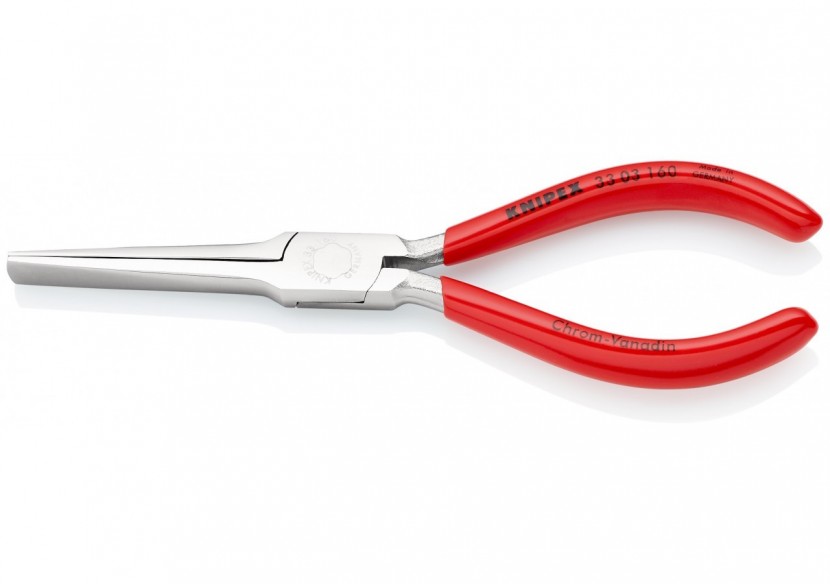 Pince de tisserand - 160mm - Becs plats à pointes effilées - Gainage PVC Chromée - Knipex - 3303160