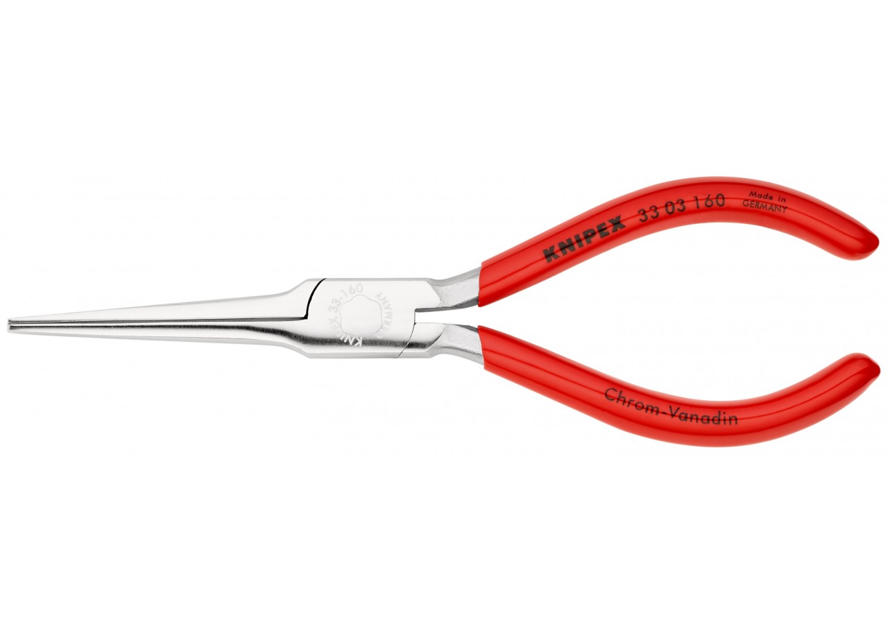 Pince de tisserand - 160mm - Becs plats à pointes effilées - Gainage PVC Chromée - Knipex - 3303160