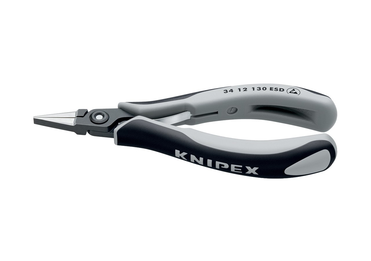 Pince de préhension de précision - Becs plats lisses - 130mm - Bi-matière ESD - Knipex - 3412130ESD