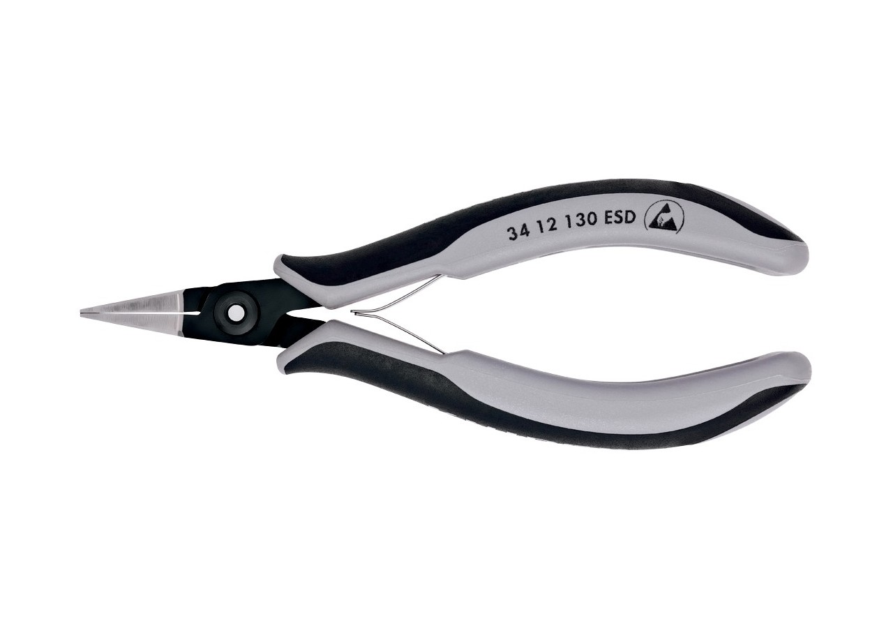 Pince de préhension de précision - Becs plats lisses - 130mm - Bi-matière ESD - Knipex - 3412130ESD
