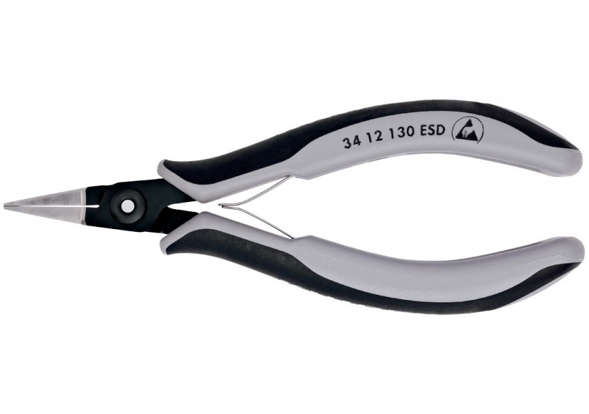 Pince de préhension de précision - Becs plats lisses - 130mm - Bi-matière ESD - Knipex - 3412130ESD