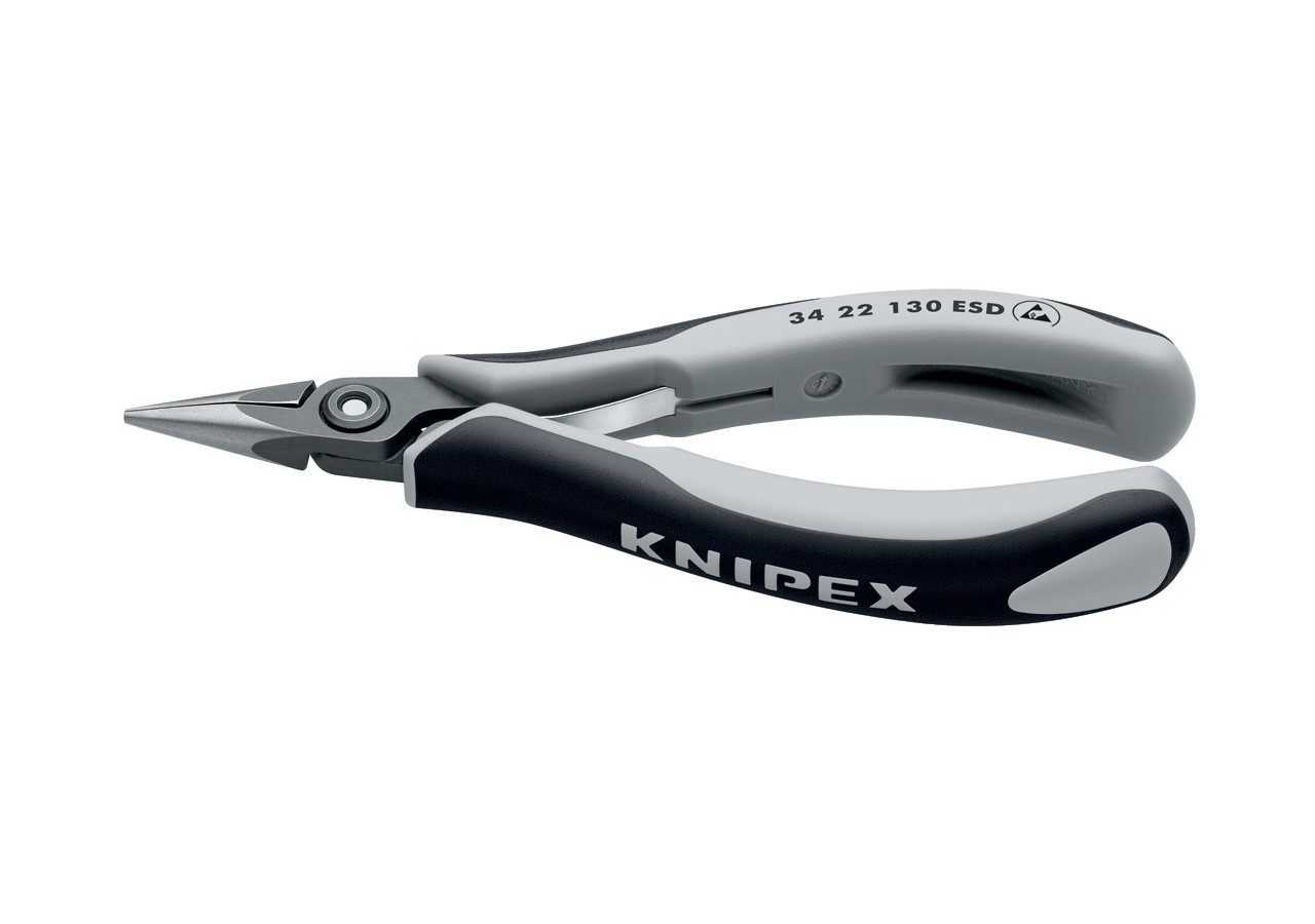 Pince de préhension de précision - Becs demi-ronds - 130mm - Bi-matière ESD - Knipex - 3422130ESD