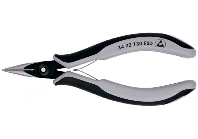 Pince de préhension de précision - Becs demi-ronds - 130mm - Bi-matière ESD - Knipex - 3422130ESD 2