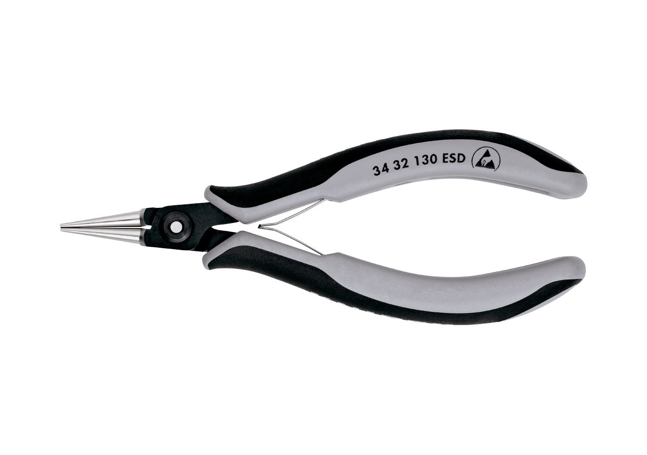 Pince de préhension de précision - Becs ronds - 130mm - Gainage bi-matière ESD - Knipex - 3432130ESD