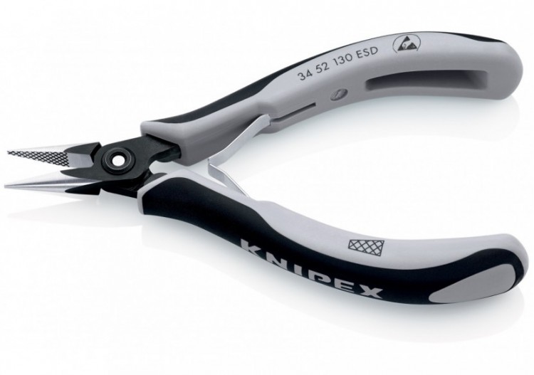 Pince de préhension de précision - Becs demi-ronds striés - 130mm Bi-matière ESD - Knipex - 3452130ESD 2