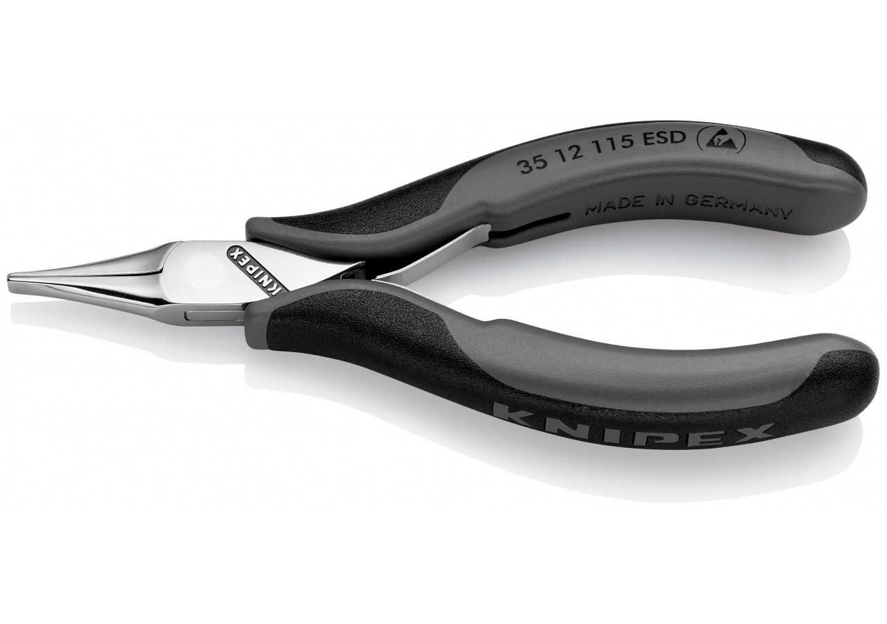 Pince de préhension - Becs plats lisses - 115mm - Bi-matière ESD - Polie miroir - Knipex - 3512115ESD