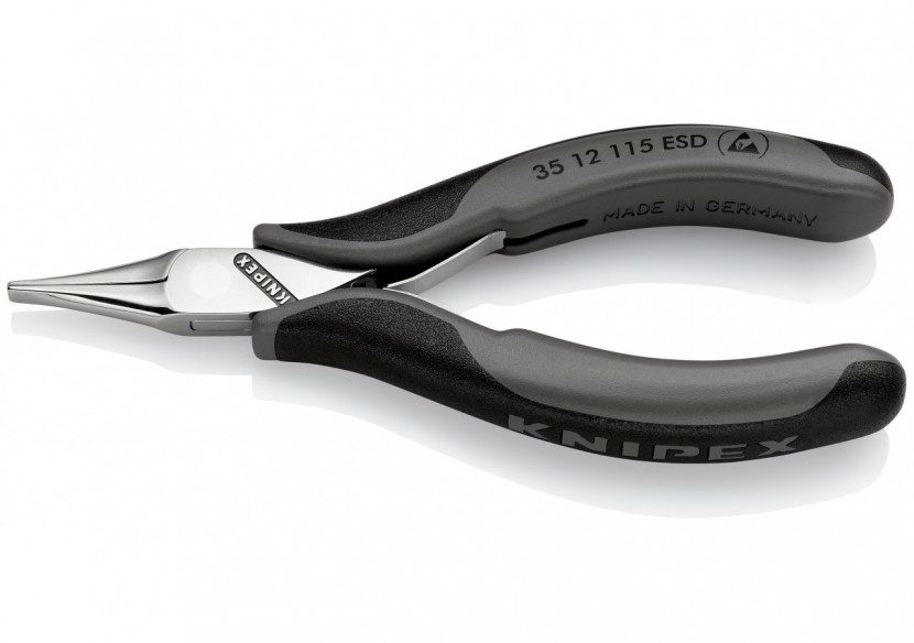 Pince de préhension - Becs plats lisses - 115mm - Bi-matière ESD - Polie miroir - Knipex - 3512115ESD