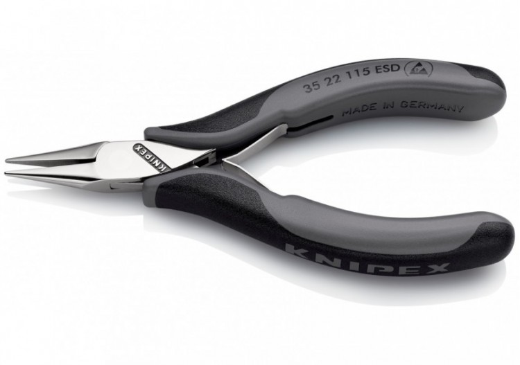 Pince de préhension - Becs demi-ronds lisses - 115mm Bi-matière ESD Polie miroir - Knipex - 3522115ESD 2