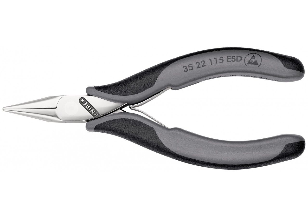 Pince de préhension - Becs demi-ronds lisses - 115mm Bi-matière ESD Polie miroir - Knipex - 3522115ESD