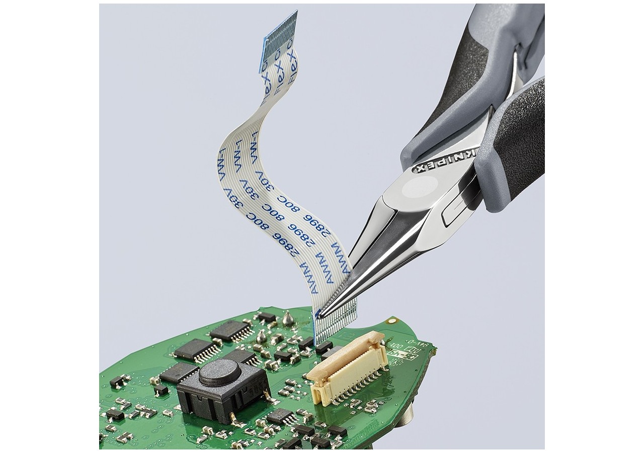 Pince de préhension - Becs demi-ronds lisses - 115mm Bi-matière ESD Polie miroir - Knipex - 3522115ESD