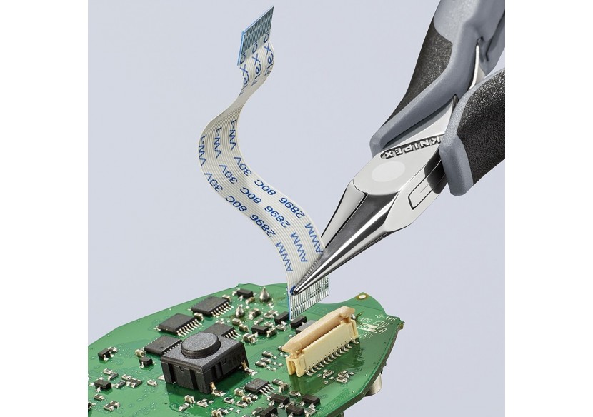 Pince de préhension - Becs demi-ronds lisses - 115mm Bi-matière ESD Polie miroir - Knipex - 3522115ESD