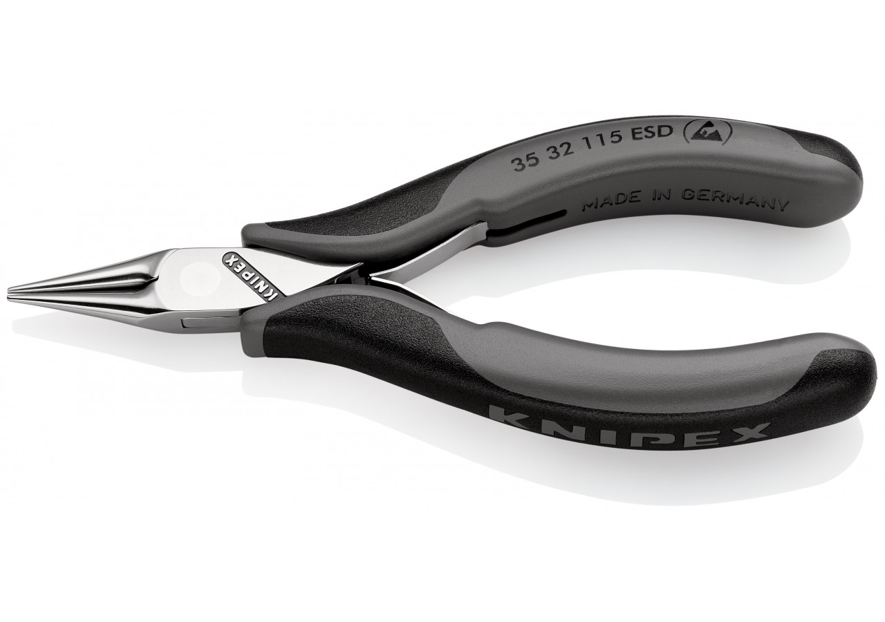 Pince de préhension - Becs ronds lisses - 115mm - Bi-matière ESD - Polie miroir - Knipex - 3532115ESD