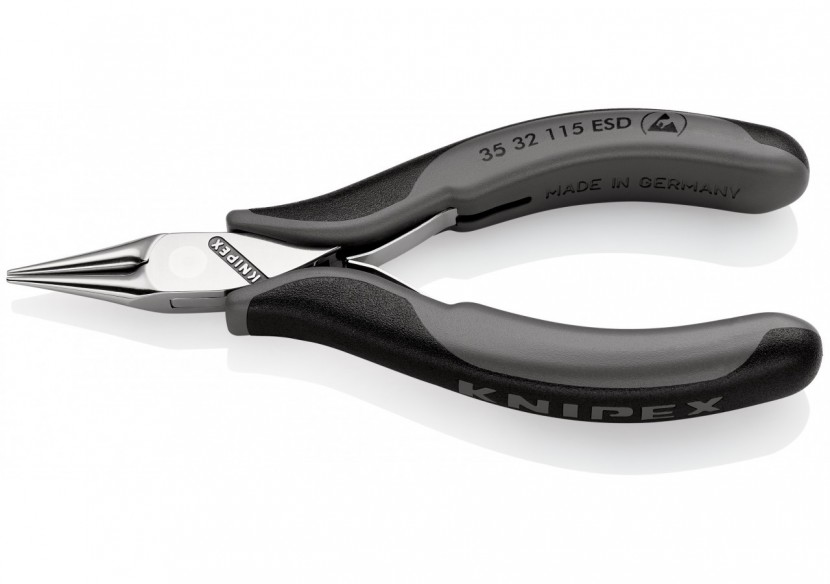 Pince de préhension - Becs ronds lisses - 115mm - Bi-matière ESD - Polie miroir - Knipex - 3532115ESD