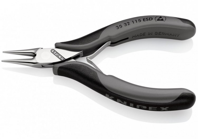 Pince de préhension - Becs ronds lisses - 115mm - Bi-matière ESD - Polie miroir - Knipex - 3532115ESD 2