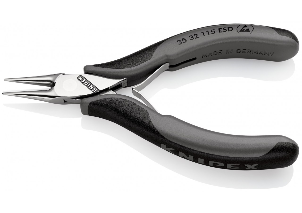 Pince de préhension - Becs ronds lisses - 115mm - Bi-matière ESD - Polie miroir - Knipex - 3532115ESD
