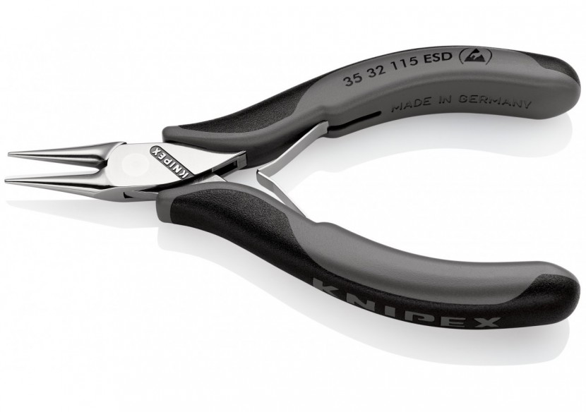 Pince de préhension - Becs ronds lisses - 115mm - Bi-matière ESD - Polie miroir - Knipex - 3532115ESD