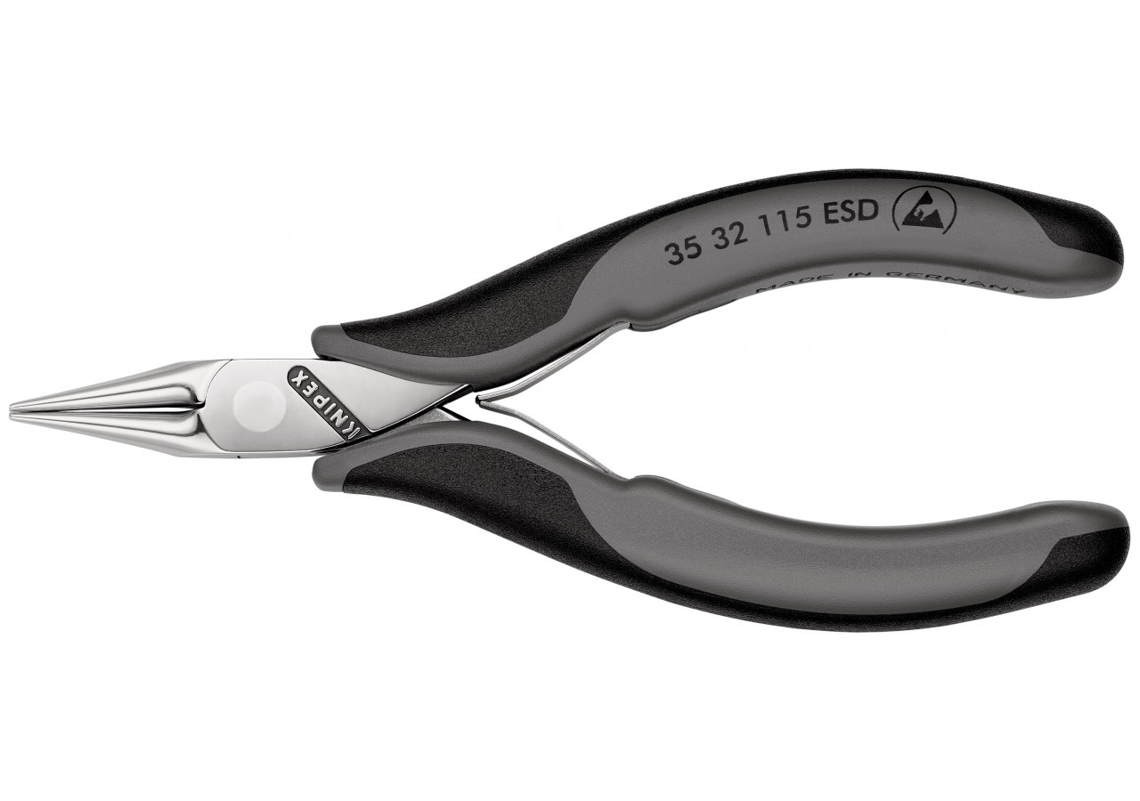 Pince de préhension - Becs ronds lisses - 115mm - Bi-matière ESD - Polie miroir - Knipex - 3532115ESD