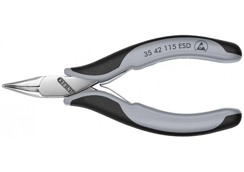 Pince de préhension - Becs plats lisses 45° - 115mm Bi-matière ESD Polie miroir - Knipex - 3542115ESD