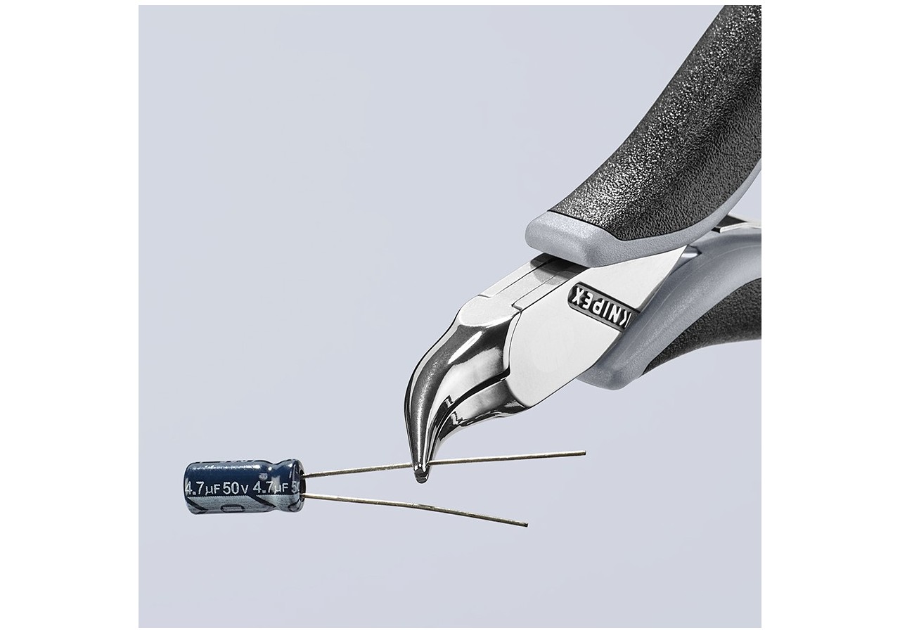 Pince de préhension - Becs plats lisses 45° - 115mm Bi-matière ESD Polie miroir - Knipex - 3542115ESD