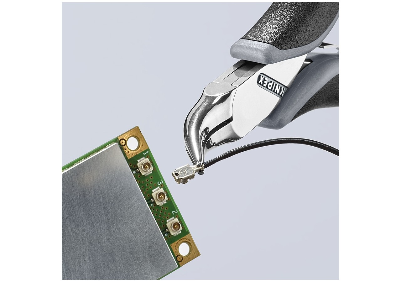 Pince de préhension - Becs plats lisses 45° - 115mm Bi-matière ESD Polie miroir - Knipex - 3542115ESD