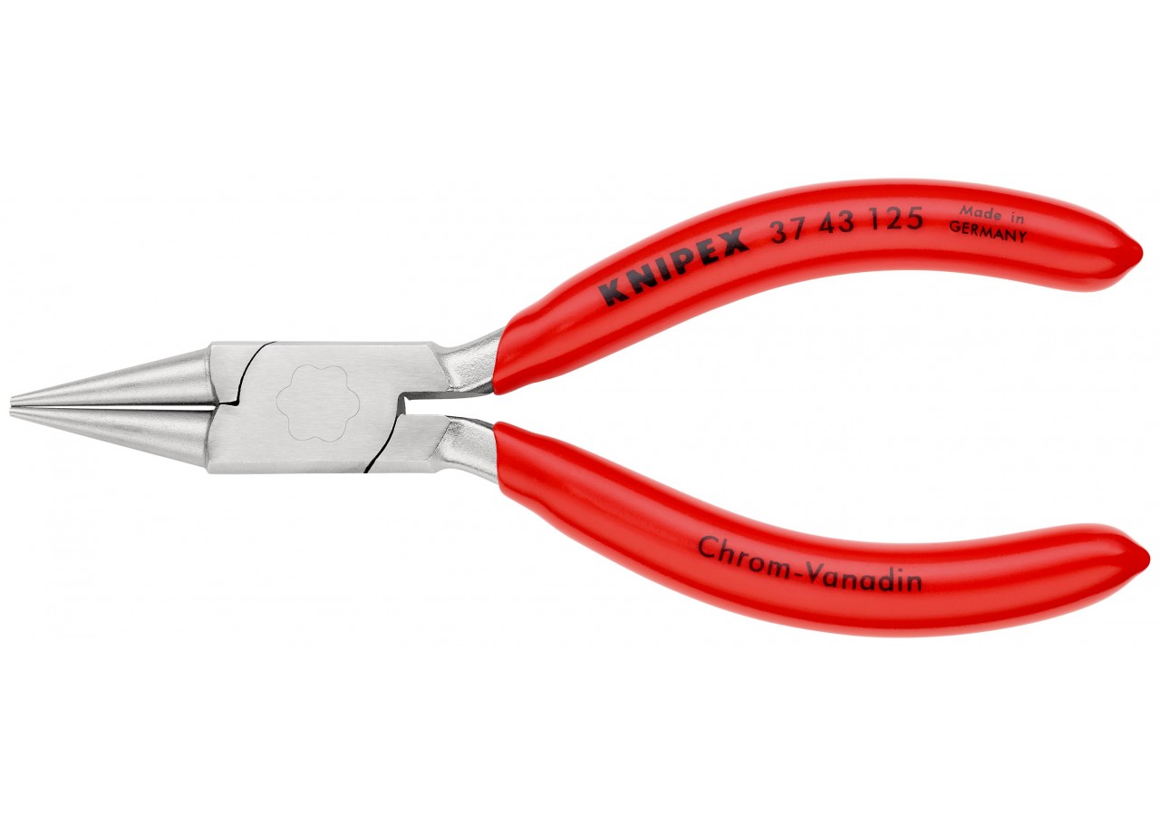 Pince de préhension de précision - Becs ronds - 125mm - Gainage PVC - Chromée - Knipex - 3743125
