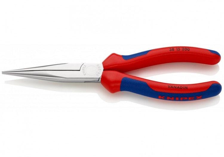 Pince de mécanicien 200mm - Becs demi-ronds striés - Gaines bi-matière - Chromée - Knipex - 3815200