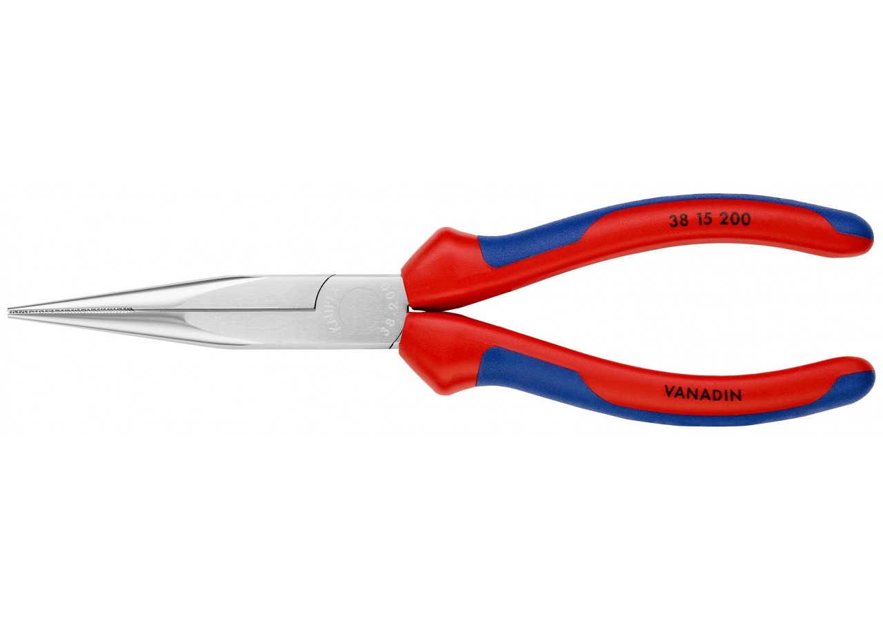 Pince de mécanicien 200mm - Becs demi-ronds striés - Gaines bi-matière - Chromée - Knipex - 3815200