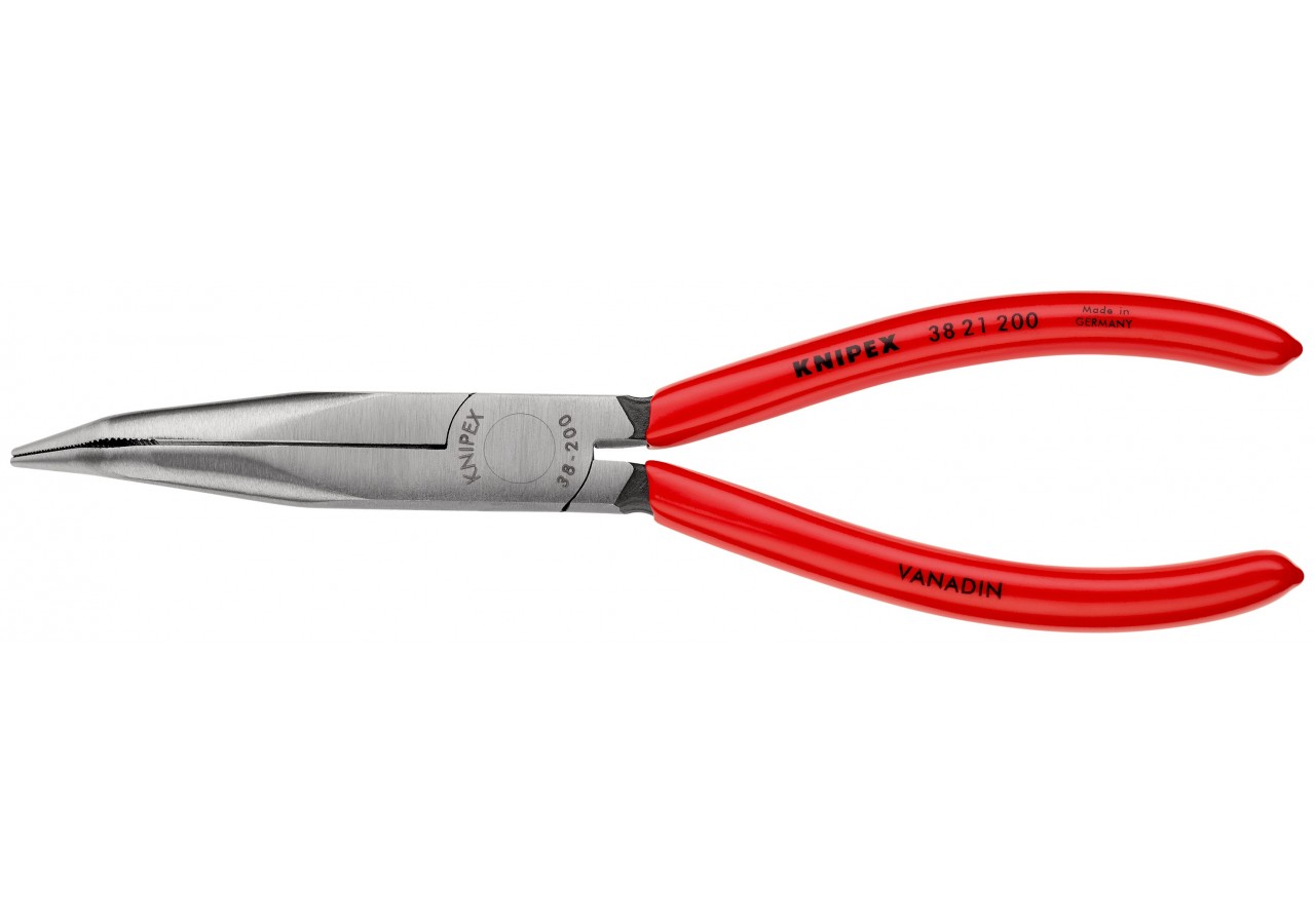 Pince de mécanicien 200mm - Becs demi-ronds striés coudés 40° - Gainage PVC - Knipex - 3821200