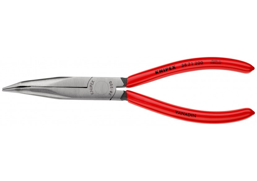 Pince de mécanicien 200mm - Becs demi-ronds striés coudés 40° - Gainage PVC - Knipex - 3821200 Pince de mécanicien 200mm - Becs demi-ronds striés coudés 40° - Gainage PVC - Knipex - 3821200